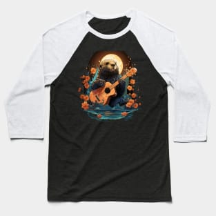 Beaver Playing Guitar Baseball T-Shirt